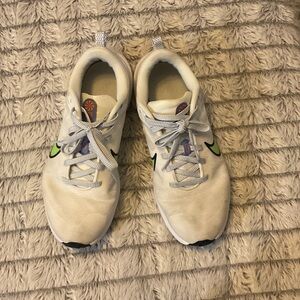 Nike White Sneakers with Green Details